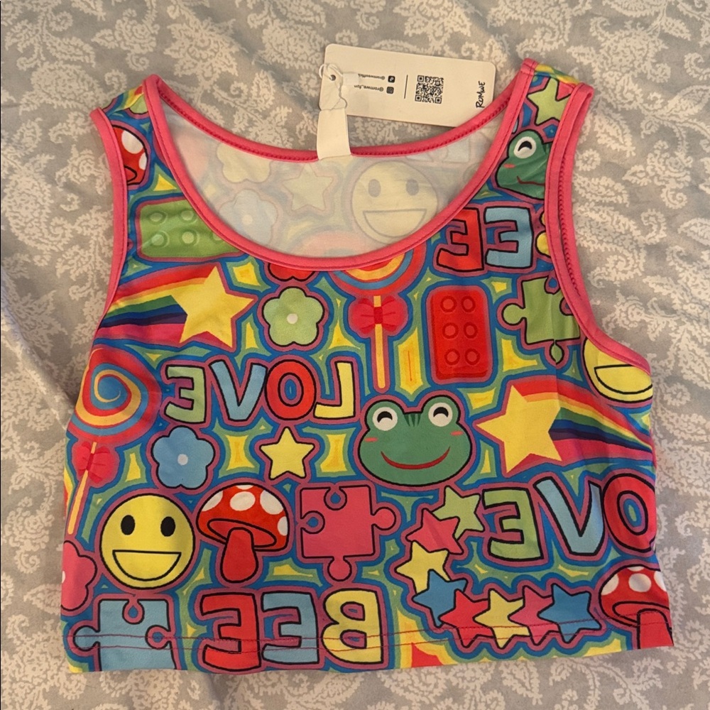 Colorful mushrooms Graphic Crop Top